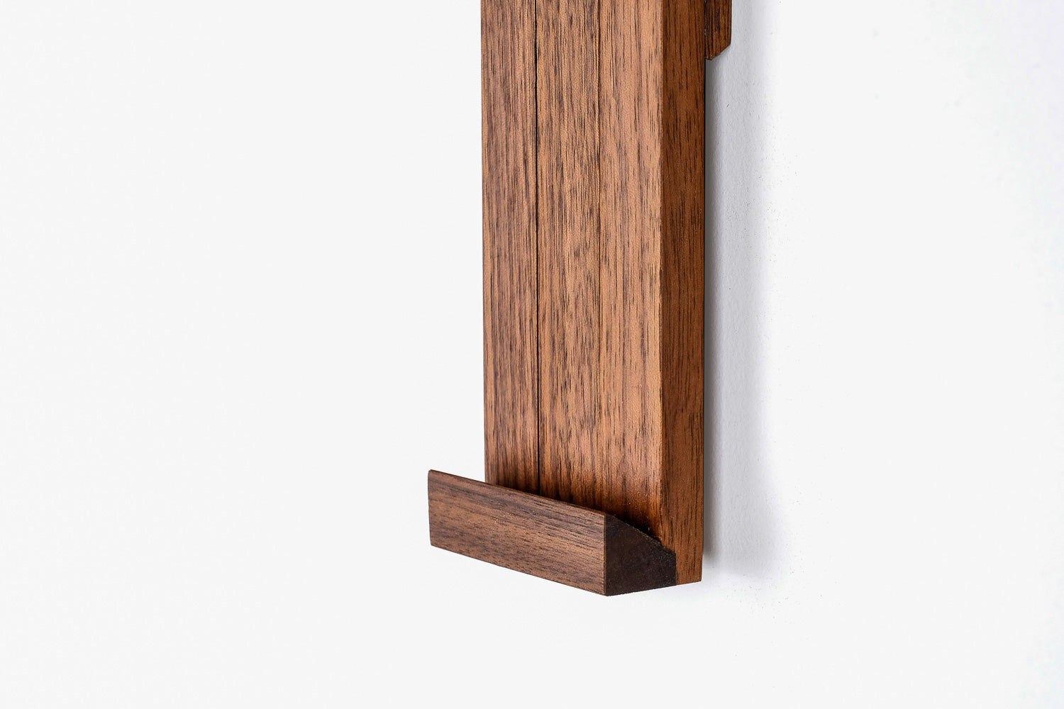 Now Playing — Wall Mounted 12" Record Holder in Walnut - detail view. Designed and made by Hey, Porter.