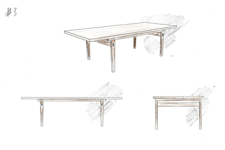 Concept sketch of the Wesley Dining Table